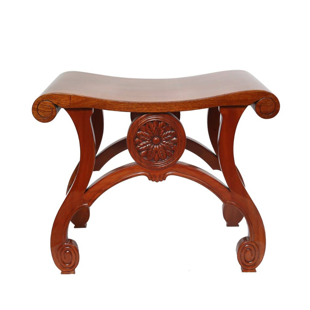 Carved scroll stool