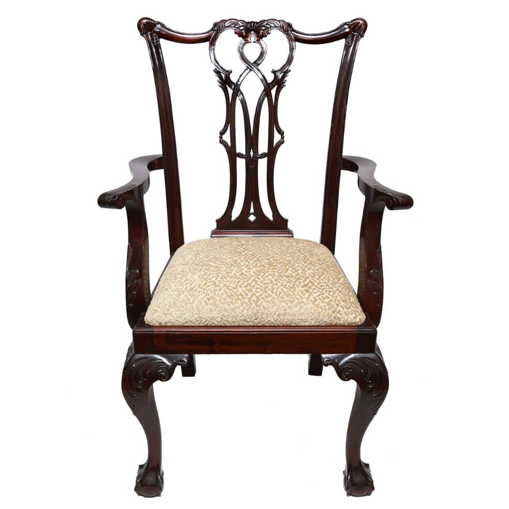Chippendale armchair, cream seat