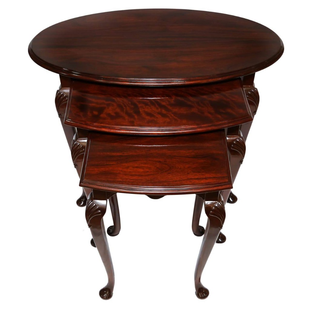 Queen Anne nesting tables, overhead